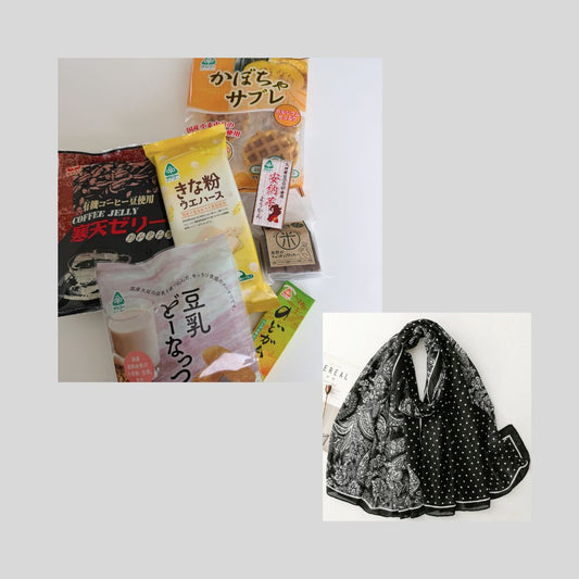 お菓子7点と選べるストール♪採点のオトモセット2025