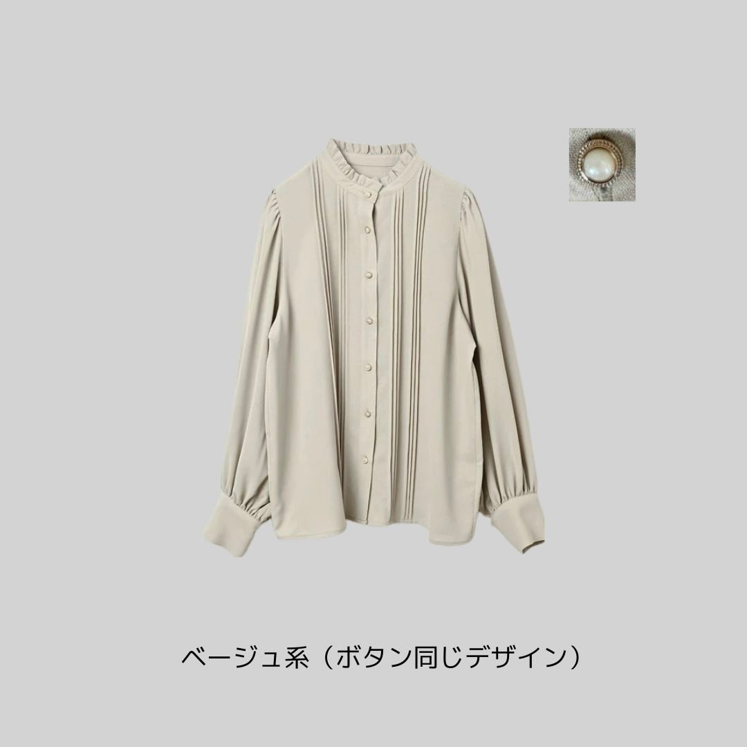 【再再再…入荷】ボタンデザインが全部違うタックブラウス&違わないバージョン