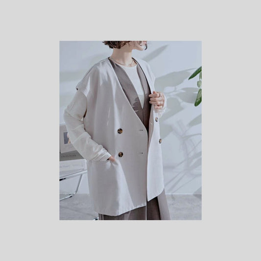 あの半袖ジャケットと同素材♪ジレとジャケットの間アイテム