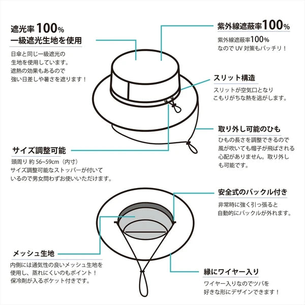 UVカット+撥水加工、機能いっぱい晴雨兼用の柄ハット