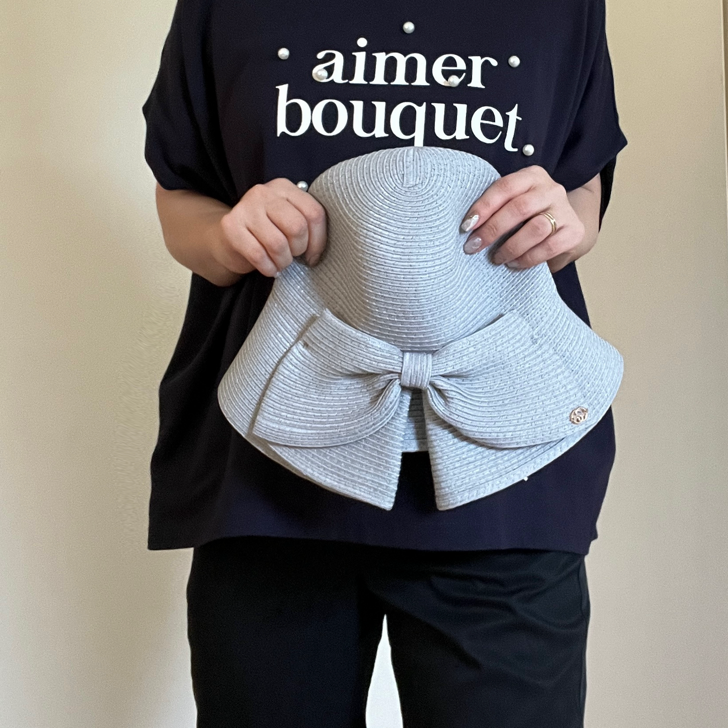【再再再入荷】後ろリボンの折りたためるハット