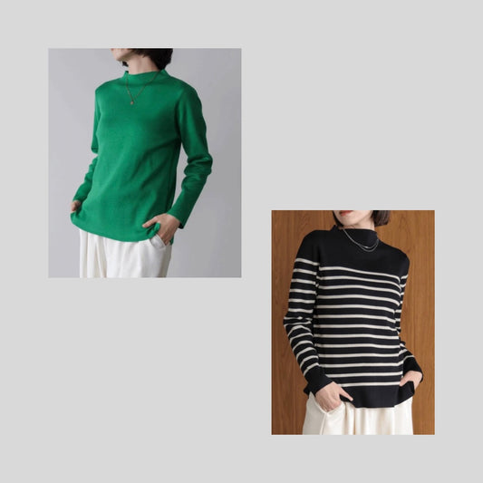ハイネックのきれいめニットプルオーバー