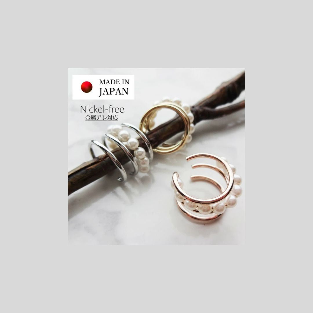 【再×3入荷&新色】ピンクゴールドカラー&パールの上品イヤーカフ