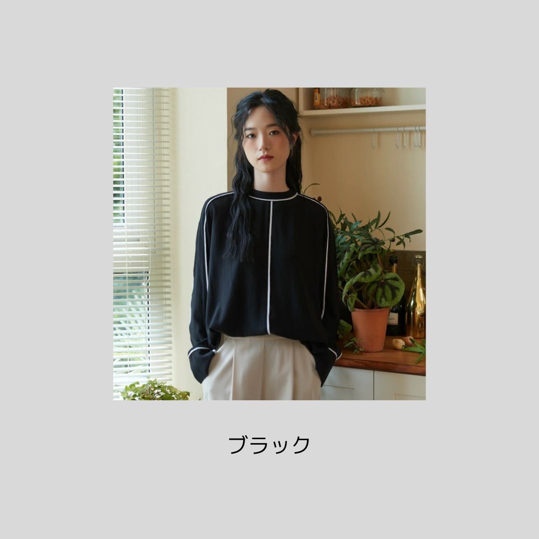【再入荷&新色】リールでちらっと出ていた、薄手パイピングブラウス