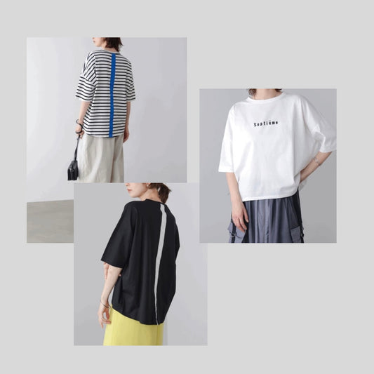 シルケット加工がうれしい背中ラインTシャツ