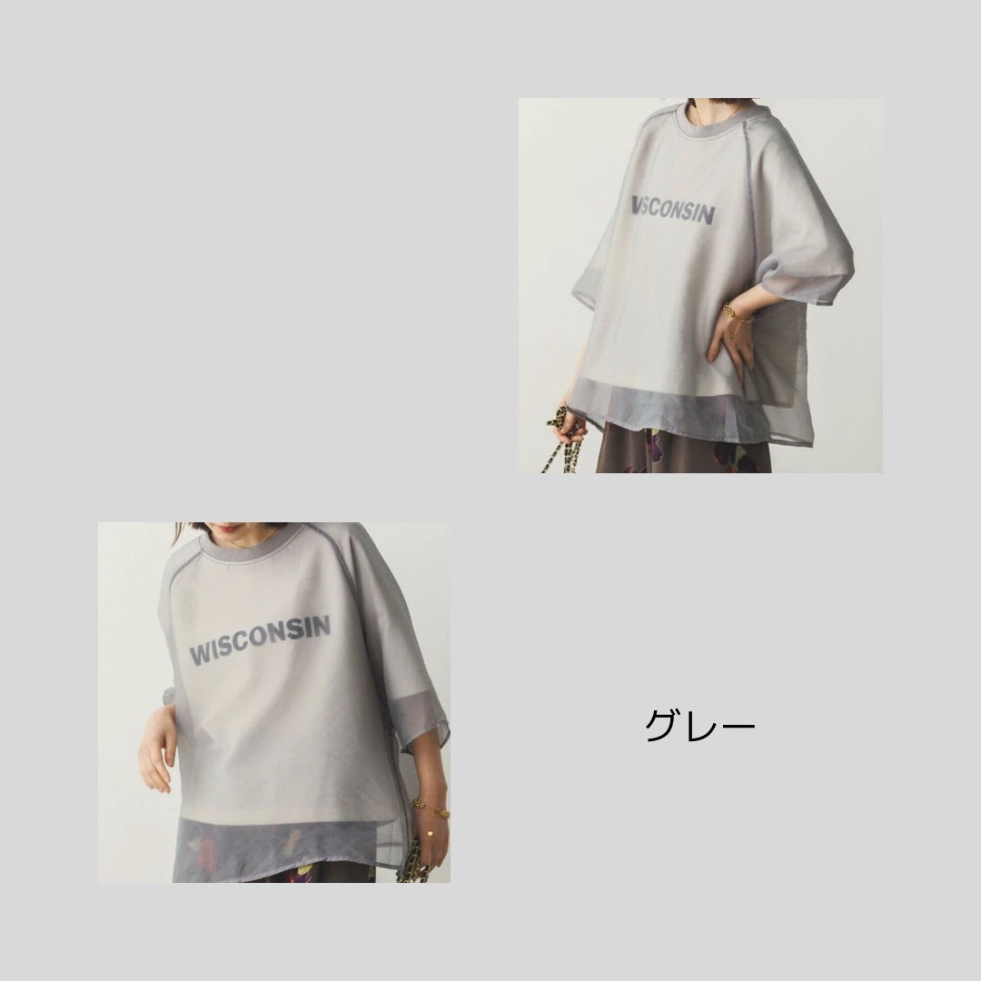 オーガンジーが一体化したおしゃれTシャツ