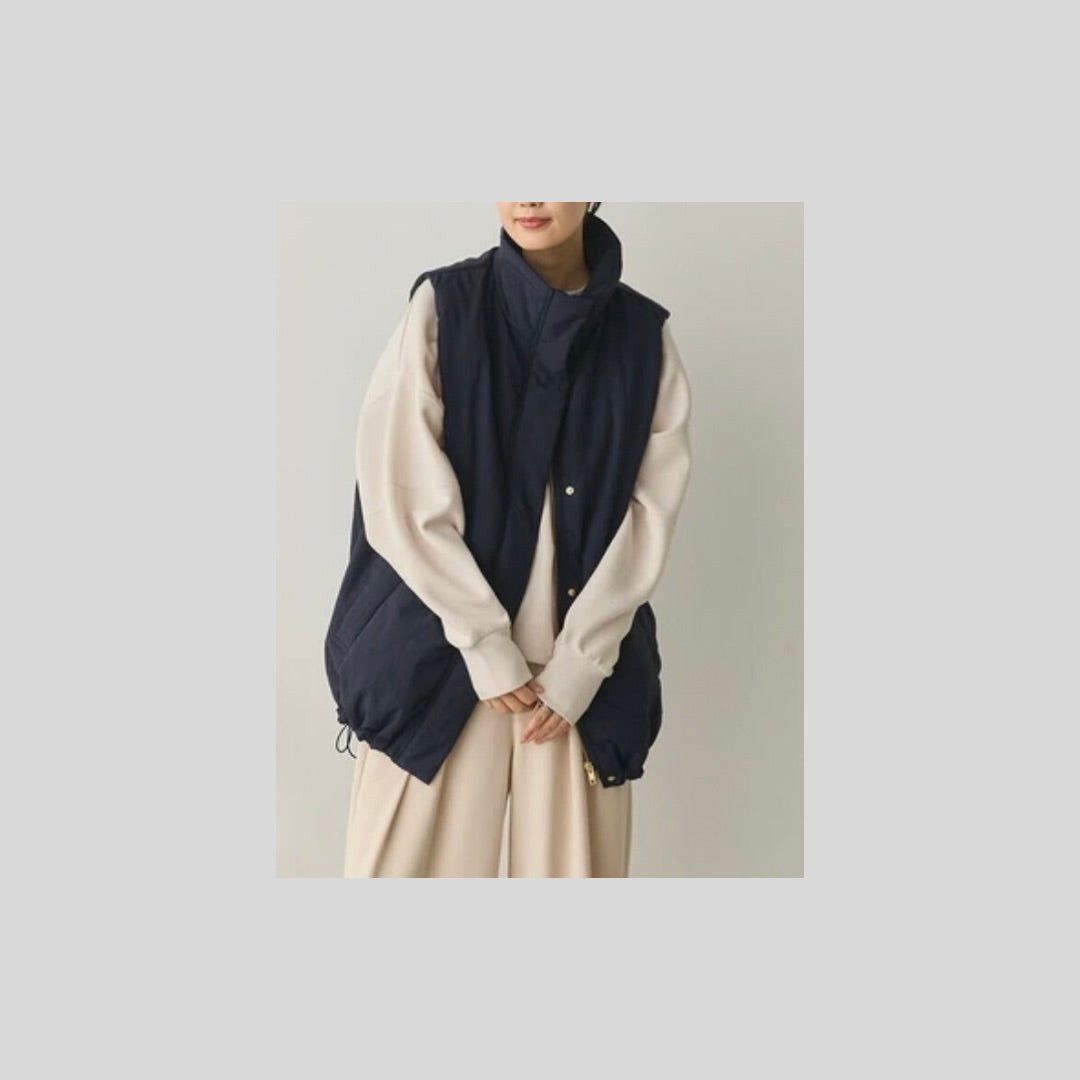 【再々入荷】撥水加工の中綿ネイビーベスト（コーデセット有り）