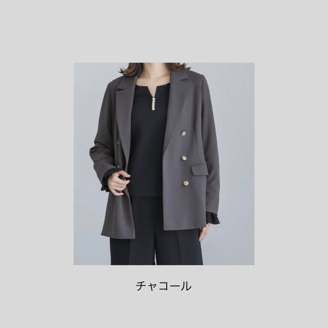 【再々入荷】金ボタンのストレッチテーラードジャケット
