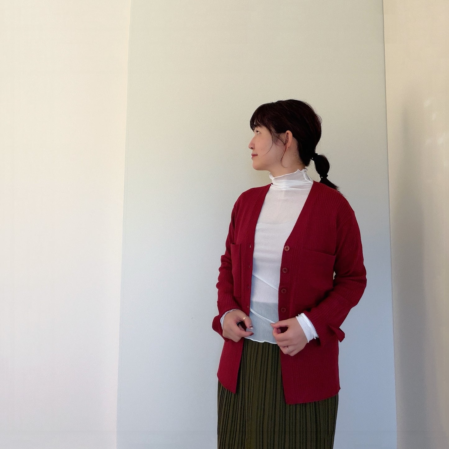 ポケット位置がバランス◎なニットカーディガン