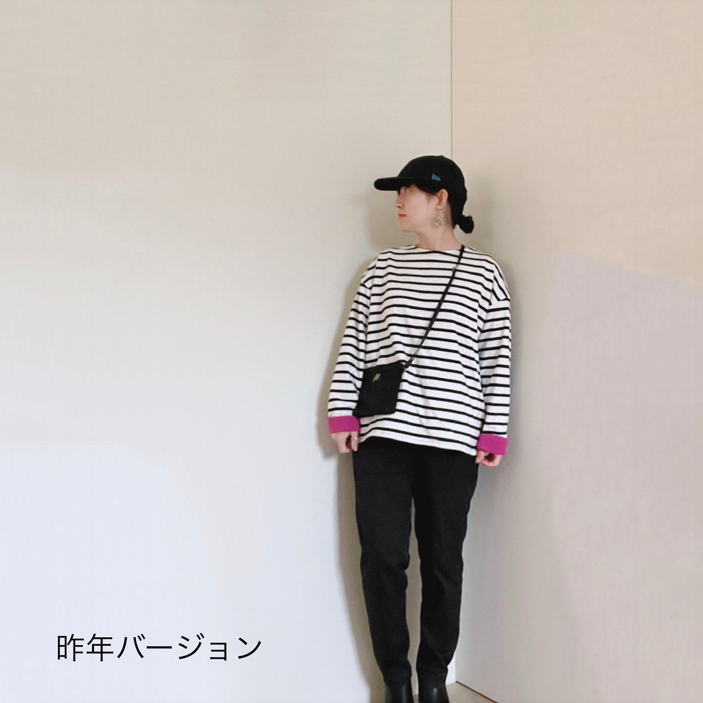 裏がフリースでカラー♪袖ちょい見せokなボーダートップス