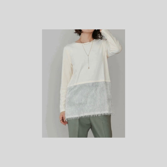 【完売色 再入荷】短い丈の重ね着にも！シャギー付きカットソー