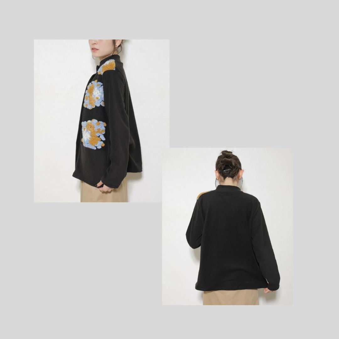 花柄×シンプルブルゾンと、同柄フリースカーディガンのページ