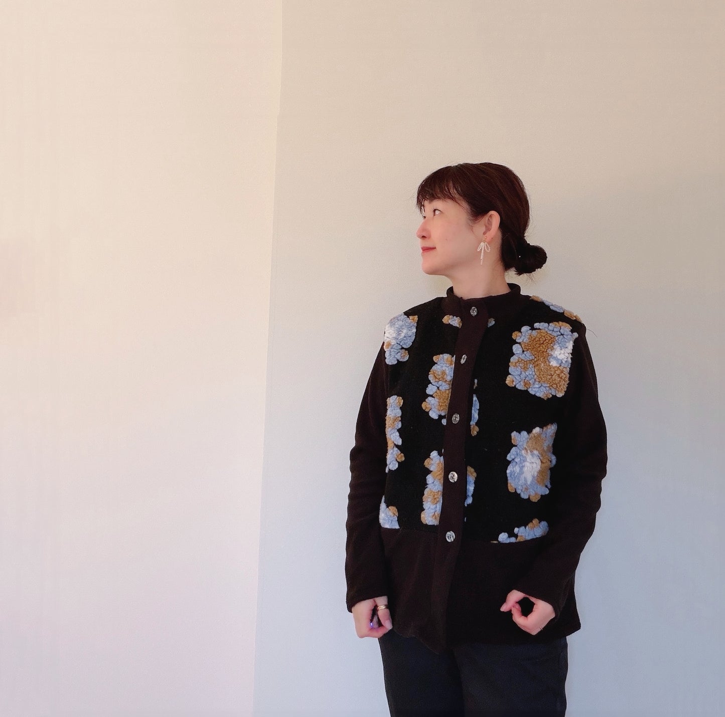 花柄×シンプルブルゾンと、同柄フリースカーディガンのページ