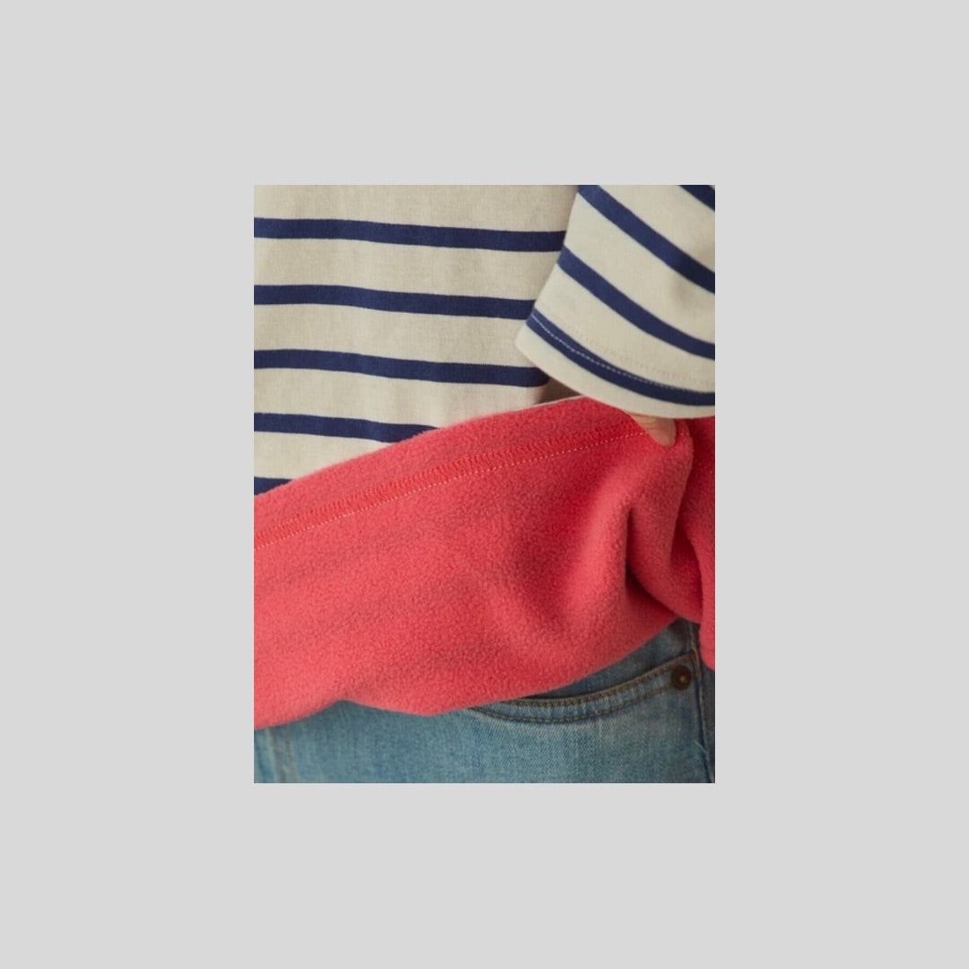 裏がフリースでカラー♪袖ちょい見せokなボーダートップス