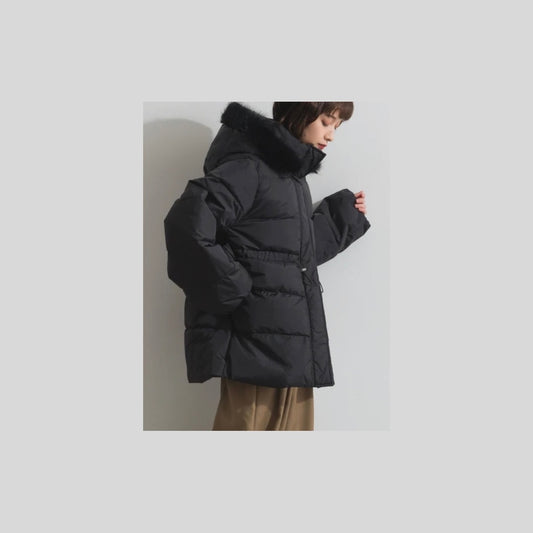 フード取り外しokなベルト付き中綿コート