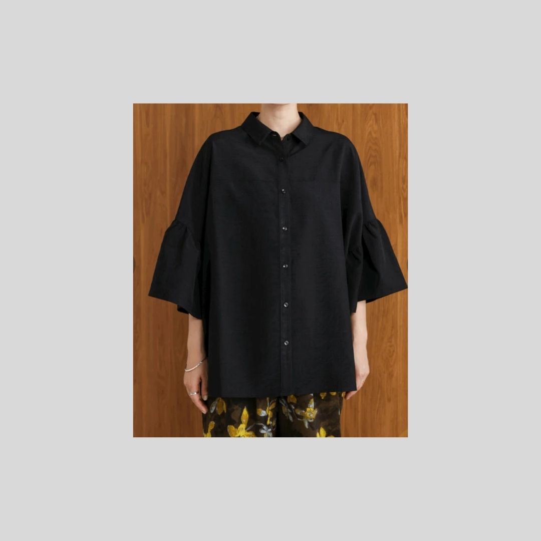 【モカ再入荷】フレアスリーブな秋のシャツブラウス