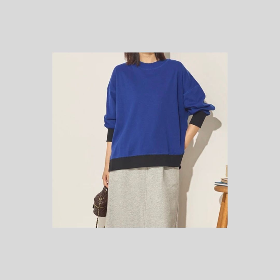 大人の配色リブトップス