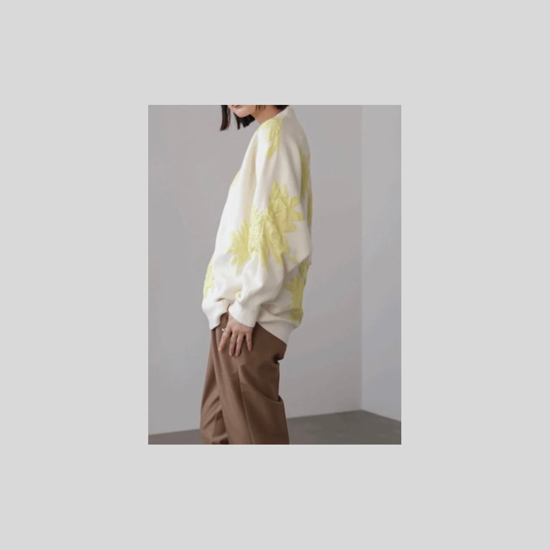 【再々入荷】立体感あるジャガードフラワーカーディガン