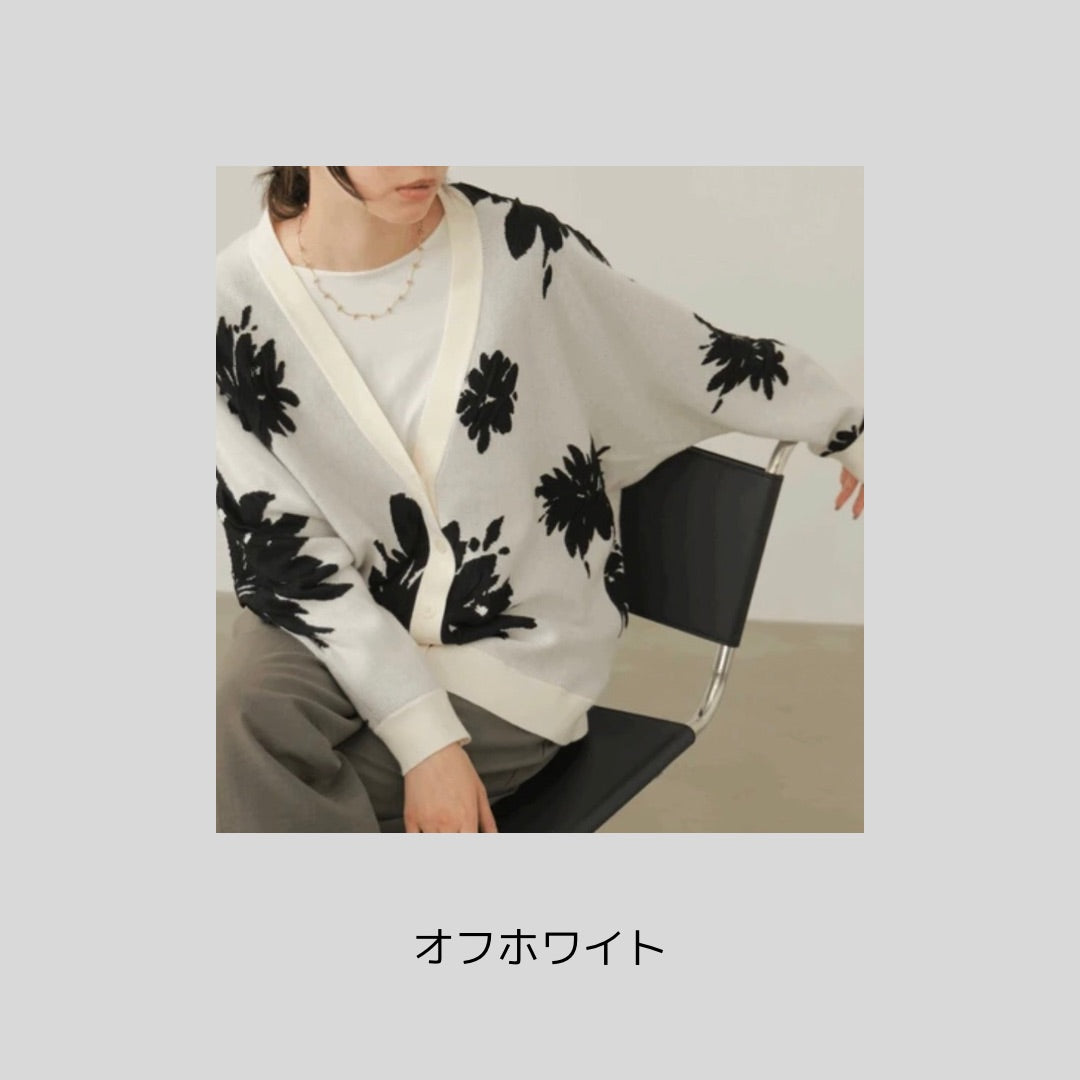【新色登場】立体感あるジャガードフラワーカーディガン
