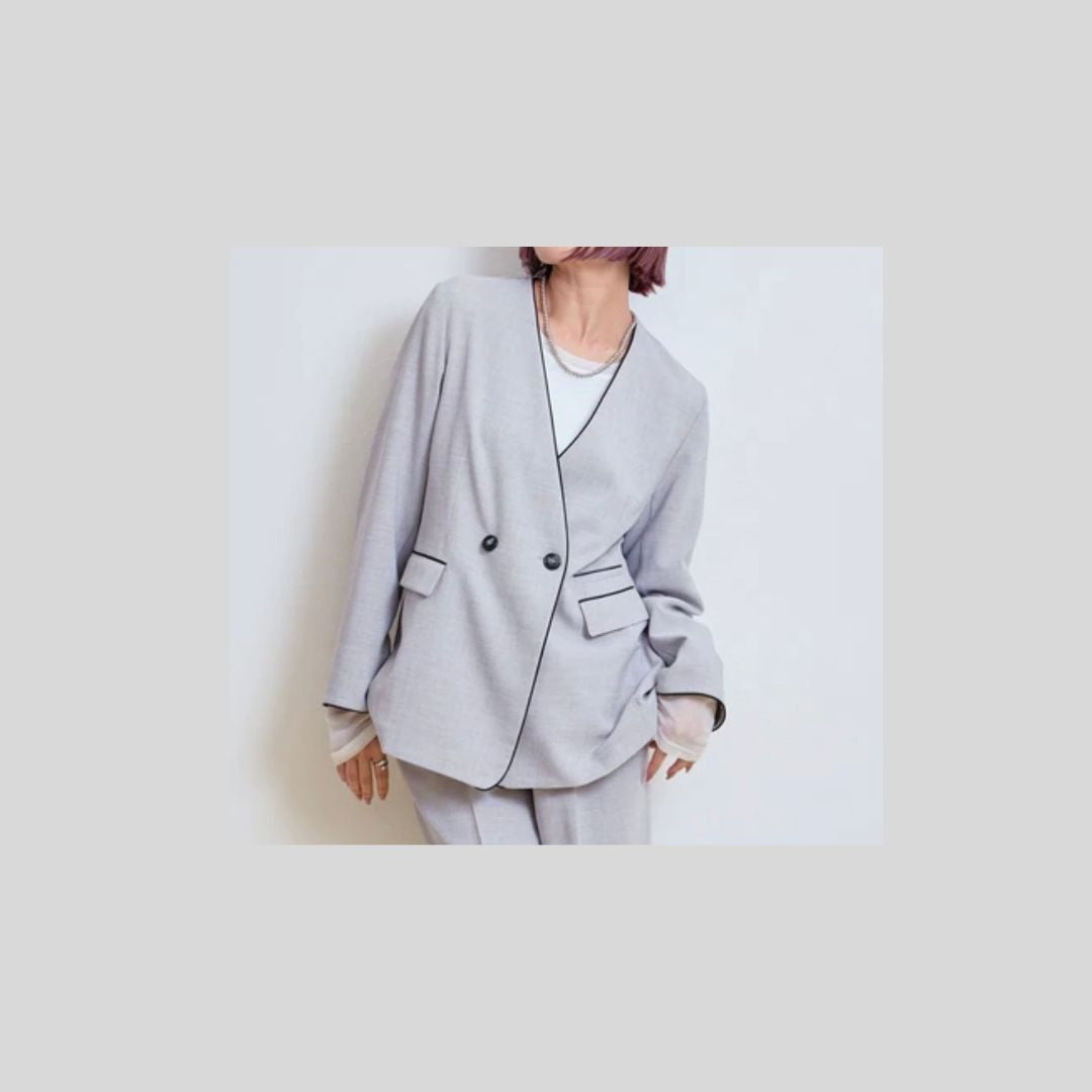 パイピングが上品な薄手ジャケット