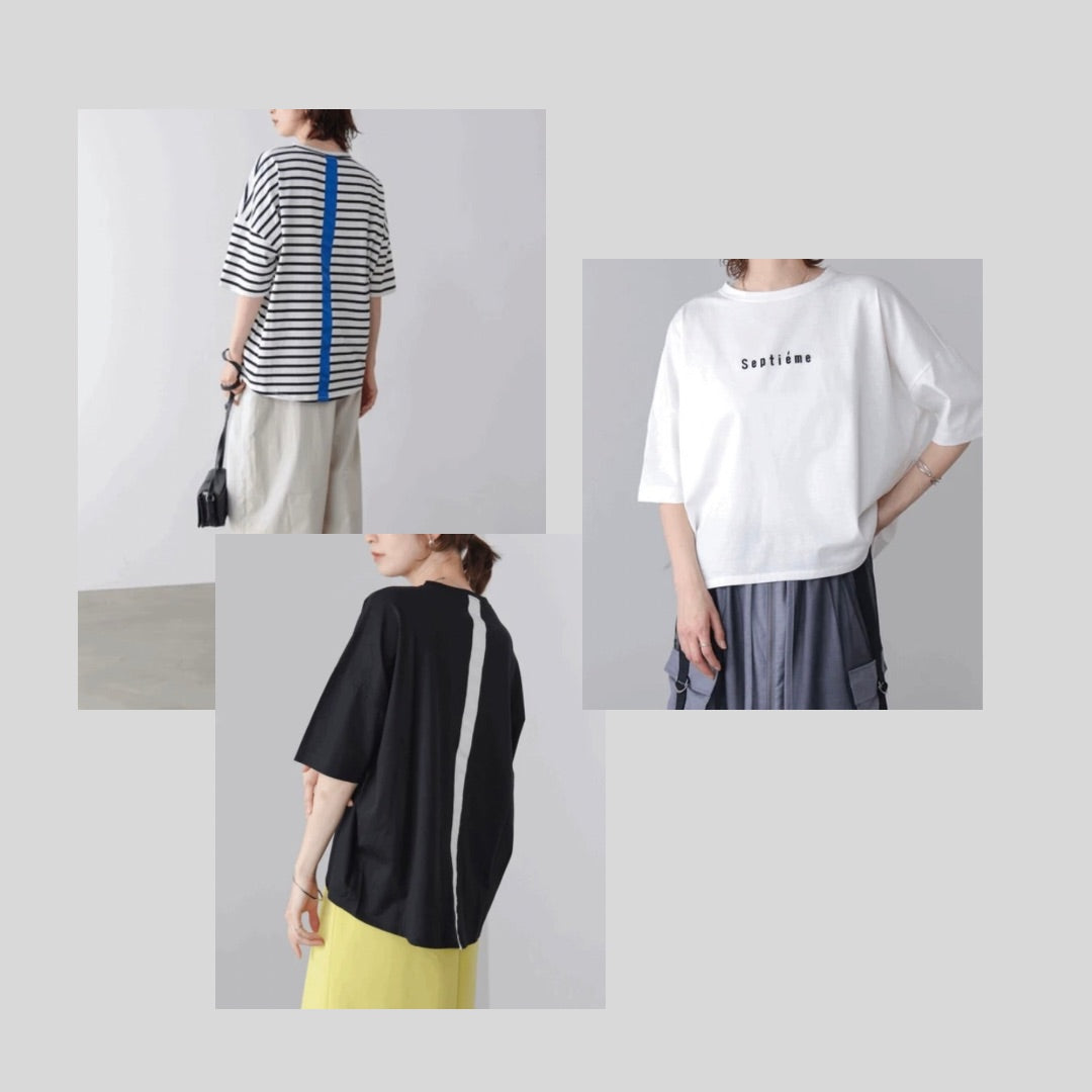 シルケット加工がうれしい背中ラインTシャツ