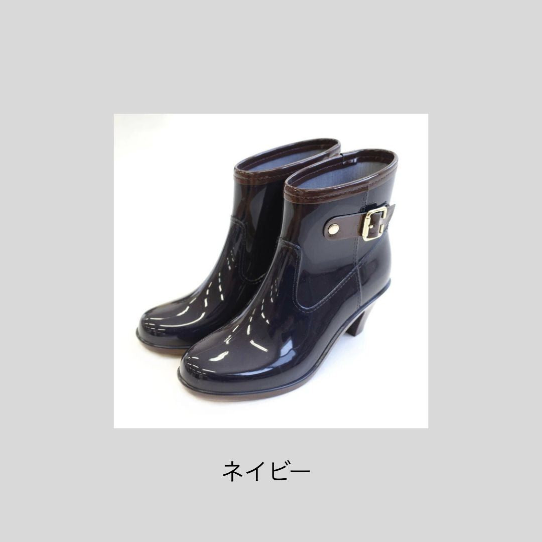 【新色登場】ヒールのあるレインブーツ2（ベルトデザイン）