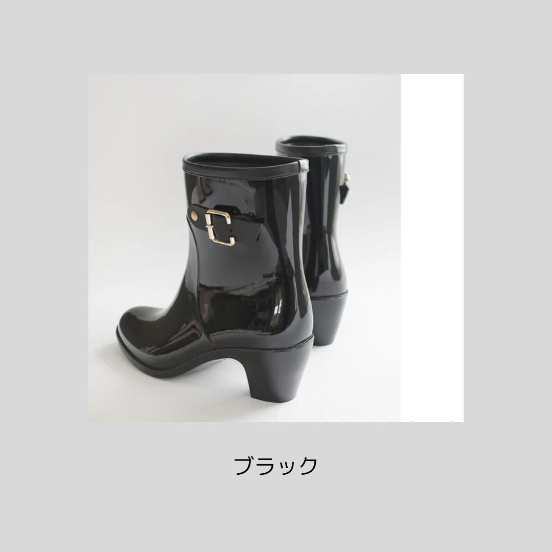 【新色登場】ヒールのあるレインブーツ2（ベルトデザイン）